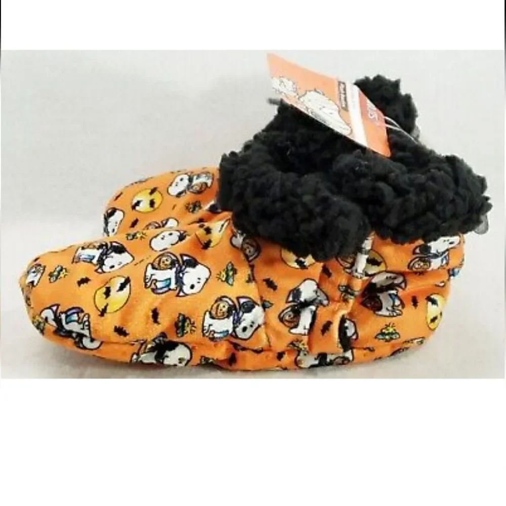 Nwt Peanuts Snoopy Halloween Plush Bootie Slippers Toddler